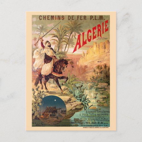 Algrie Vintage Railroad Poster 1891 Postcard