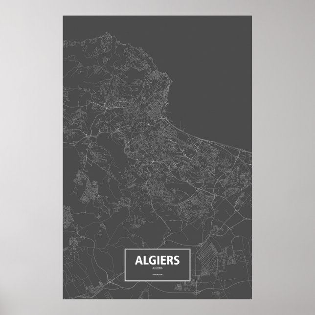 Algiers, Algeria (white on black) Poster (Front)