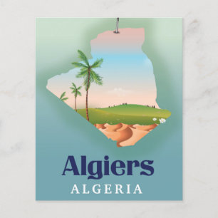 Algiers Algerian Map travel poster