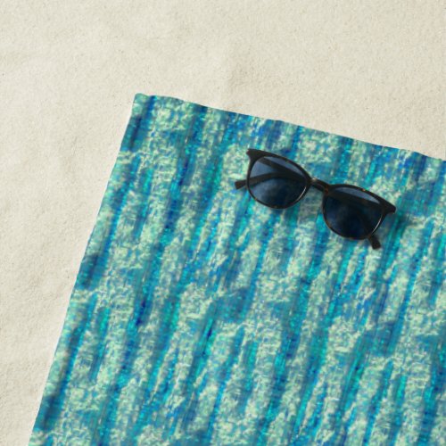 Algodo semi pixelado num mix de ciano e turquesa beach towel