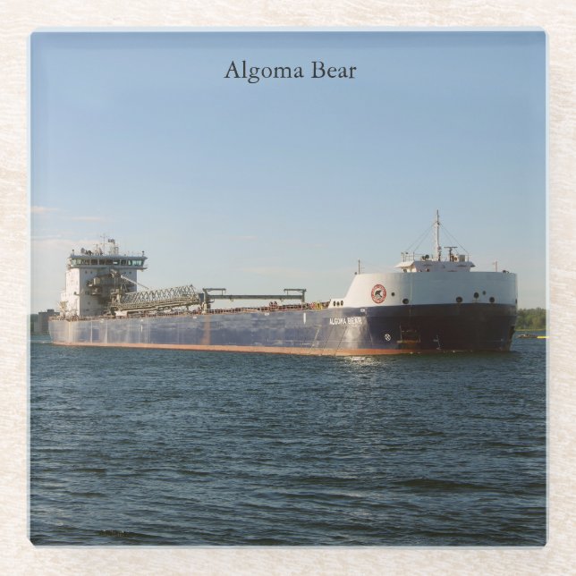 Algoma Bear glass coaster (Front)
