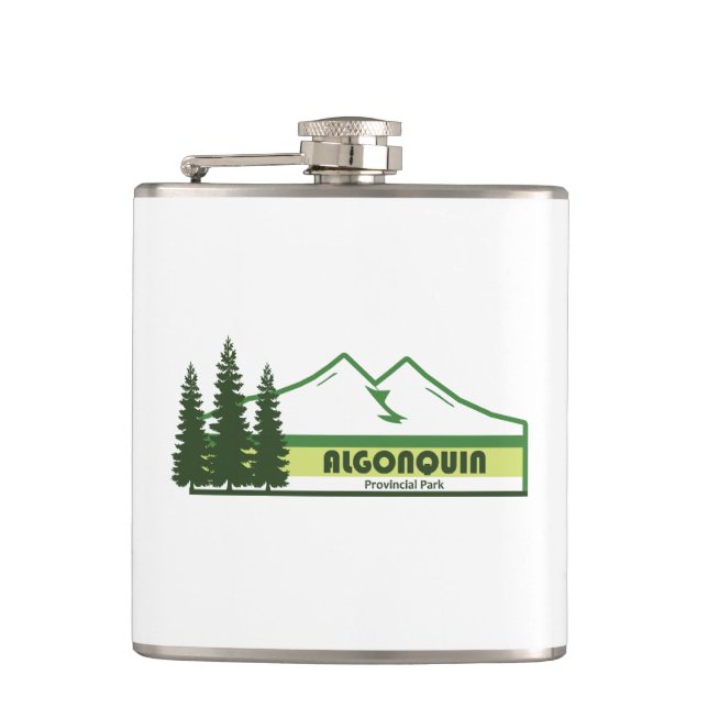 Algonquin Provincial Park Green Stripes Flask (Front)