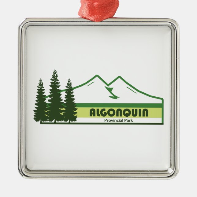Algonquin Provincial Park Green Stripes Metal Ornament (Front)