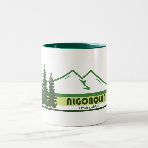 Algonquin Provincial Park Green Stripes Two_Tone Coffee Mug