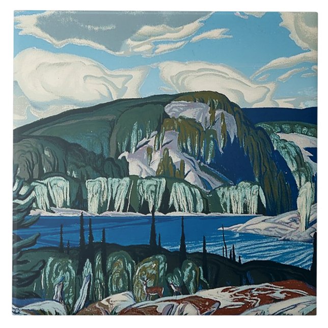 Algonquin Provincial Park Painting by AJ Casson  Ceramic Tile (Front)