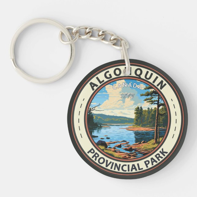 Algonquin Provincial Park Travel Art Vintage Keychain (Front)