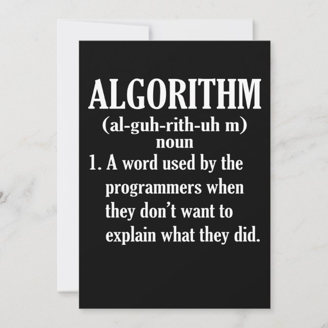 Algorithm Definition Computer Programming Thank You Card (Front)