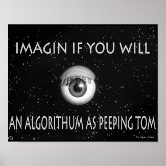 Algorithum as Peeping Tom Cartoon Poster