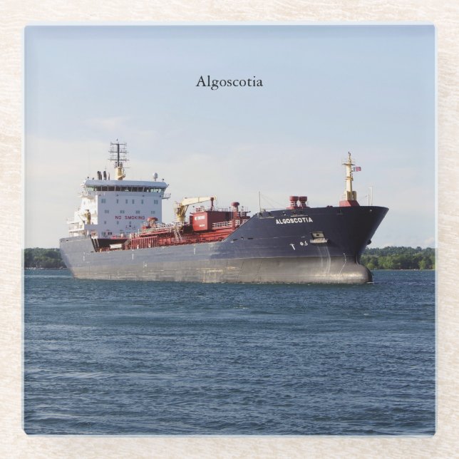 Algoscotia glass coaster (Front)