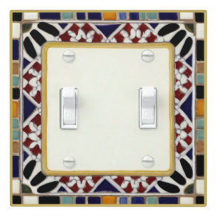 Alhambra Colorful Faux Mosaic Classic Geometric Light Switch Cover