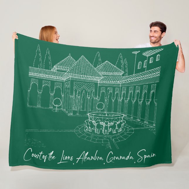 Alhambra Court of the Lions 2 Fleece Blanket (In Situ)