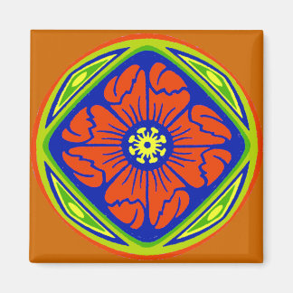 Alhambra Flower Tile Circle Magnet