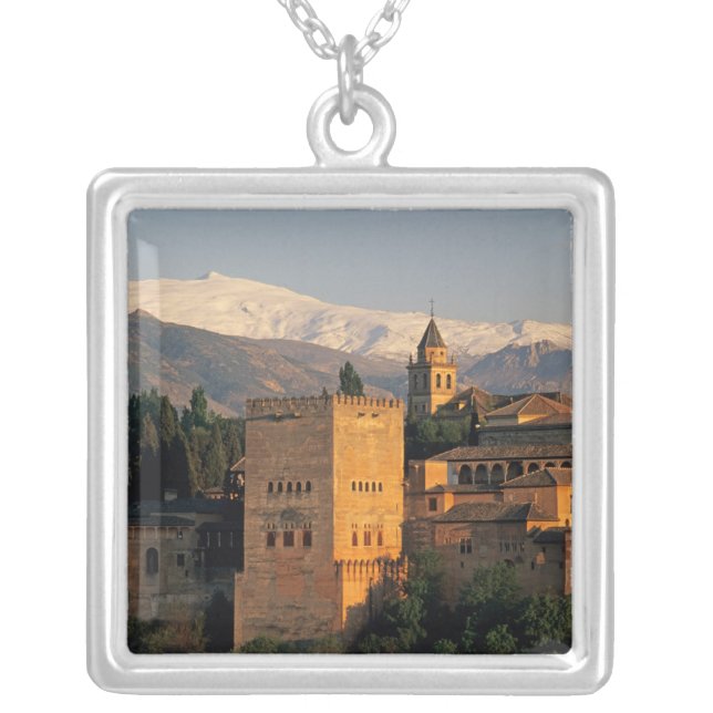 Alhambra; Granada; Andaslusia, Spain, Sierra Silver Plated Necklace (Front)