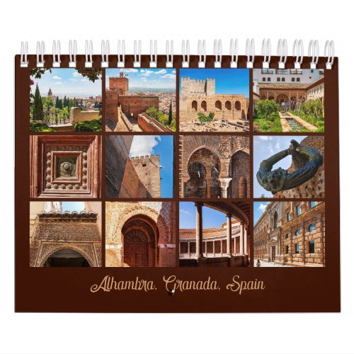 Alhambra Granada Spain 12 Month Calendar
