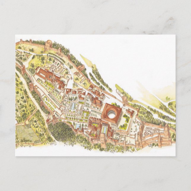 Alhambra Granada Spain. Aerial view Postcard (Front)