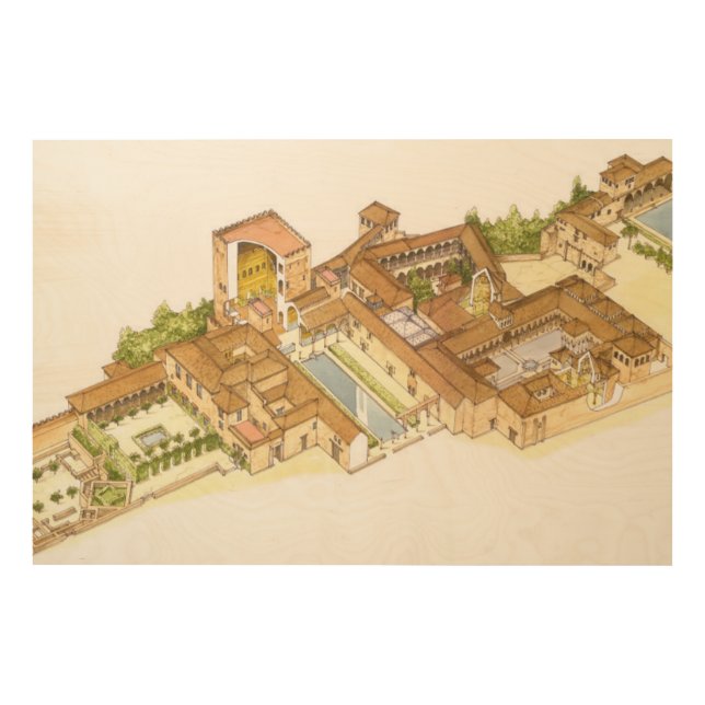 Alhambra Granada Spain. Royal palaces Wood Wall Art (Front)