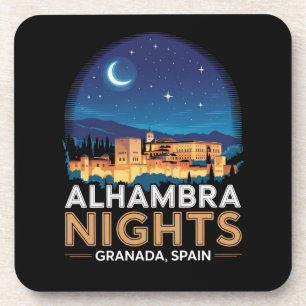 Alhambra Nights- Granada Spain Travel Art Beverage Coaster