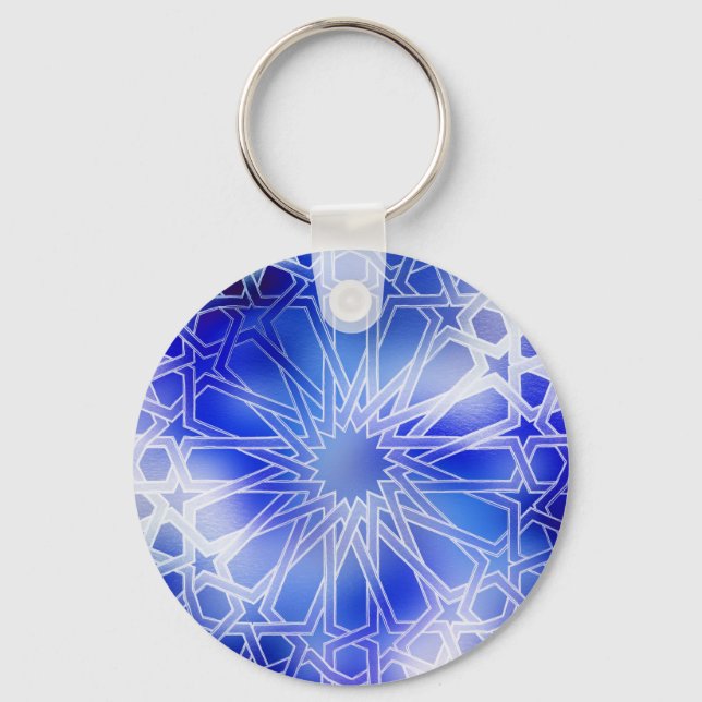 Alhambra Pattern Blue Keychain (Front)