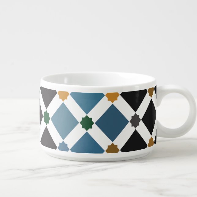Alhambra Pattern Chili Bowl – Zellige Geometric Ar (Left)