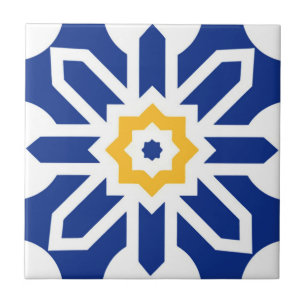 Alhambra tiles blue orange flowers