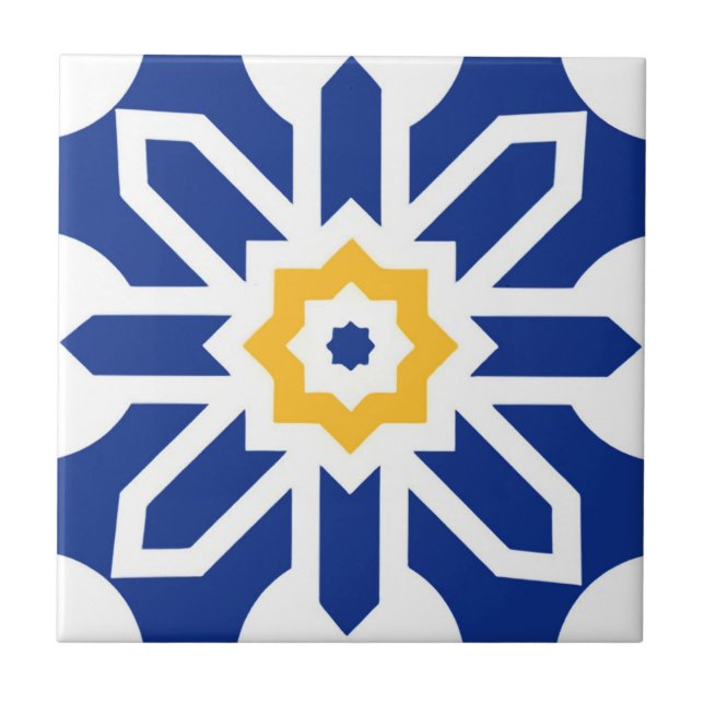 Alhambra tiles blue orange flowers (Front)