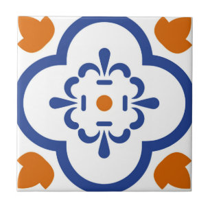 Alhambra tiles orange blue flowers