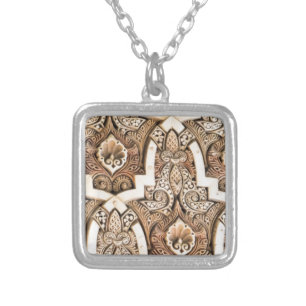 Alhambra Wall Tile #7 Silver Plated Necklace