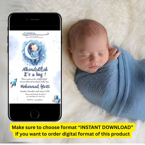 Alhamdulillah it's a boy blue aqeeqah muslim baby
