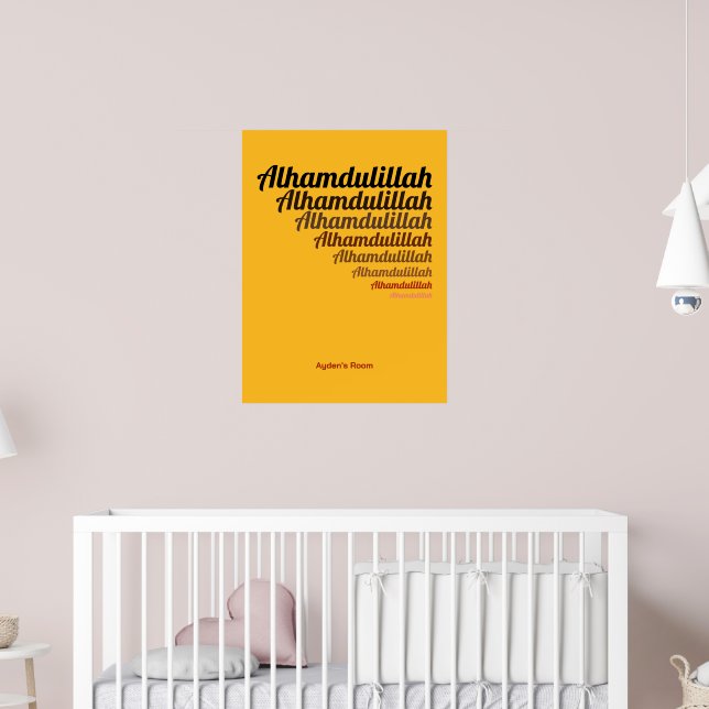 Alhamdulillah Typography Yellow Nursery Custom Poster (Nursery 2)