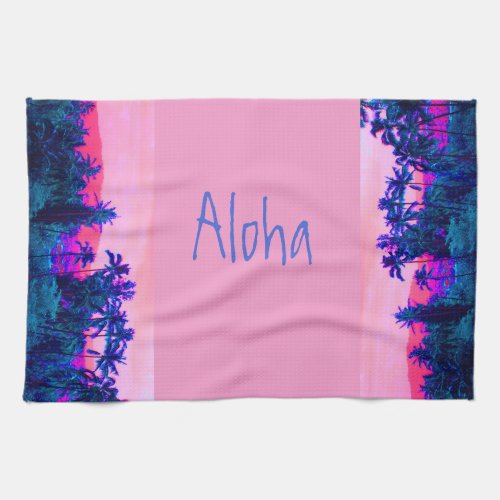 Alhoa Tropical Hawaiian Palm Trees Kitchen Towel