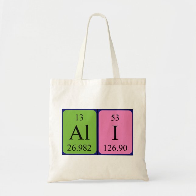 Ali periodic table name tote bag (Front)