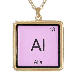 Alia Name Chemistry Element Periodic Table Gold Plated Necklace