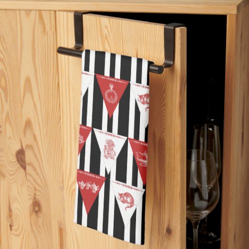 Alica in Wonderland Red White Black Bunting Towel