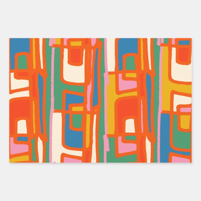 Alicante Colorful Abstract Modern Art Pattern Wrapping Paper Sheets (Front)