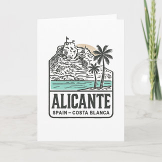Alicante Sketch Santa Bárbara Castle Costa Blanca  Card