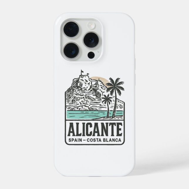 Alicante Sketch Santa Bárbara Castle Costa Blanca  iPhone Case (Back)
