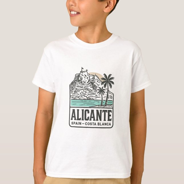 Alicante Sketch Santa Bárbara Castle Costa Blanca  T-Shirt (Front)