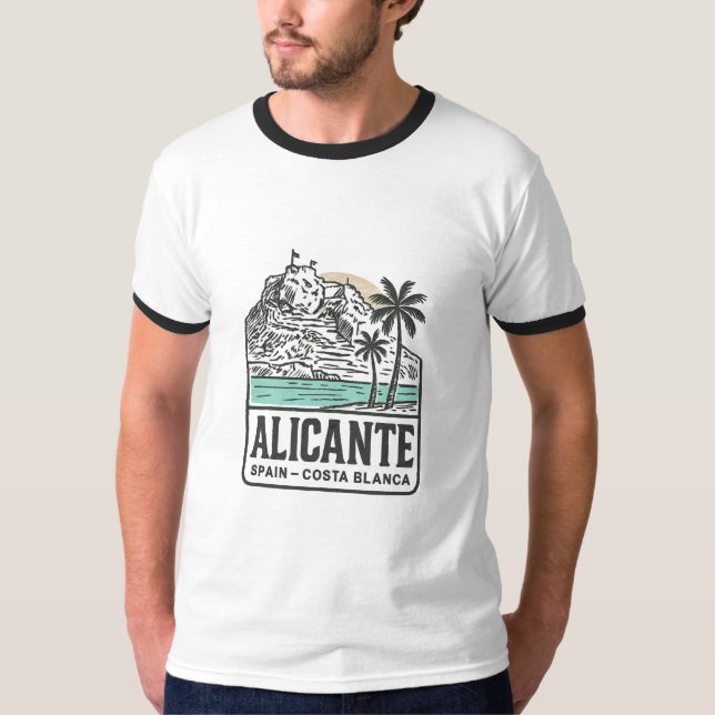 Alicante Sketch Santa Bárbara Castle Costa Blanca  T-Shirt (Front)