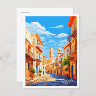 Alicante Spain Art Vintage Travel Illustration Postcard