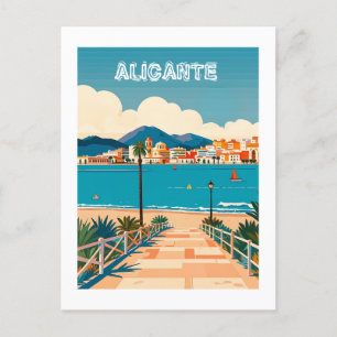 Alicante Spain Beach View Travel Postcard