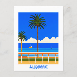 Alicante Spain Beach View Travel Postcard