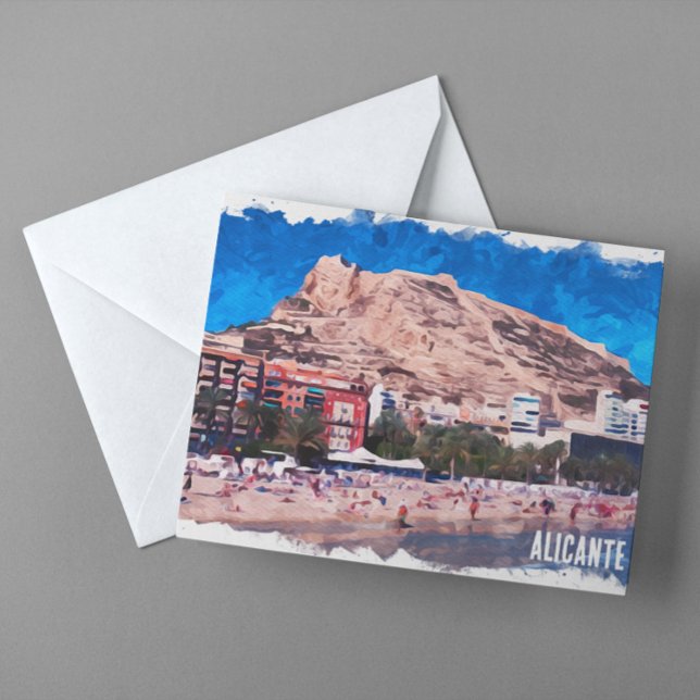 Alicante Spain Beach View Travel Postcard (Alicante Spain Beach Scenery Postcard)