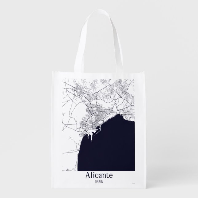 Alicante Spain City Map   Grocery Bag (Front)
