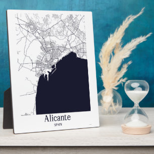 Alicante Spain City Map Tabletop Plaque