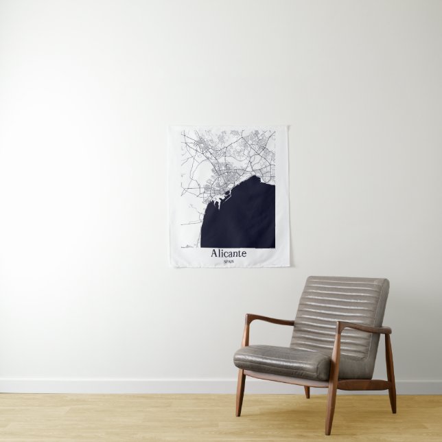 Alicante Spain City Map Tapestry (In Situ)