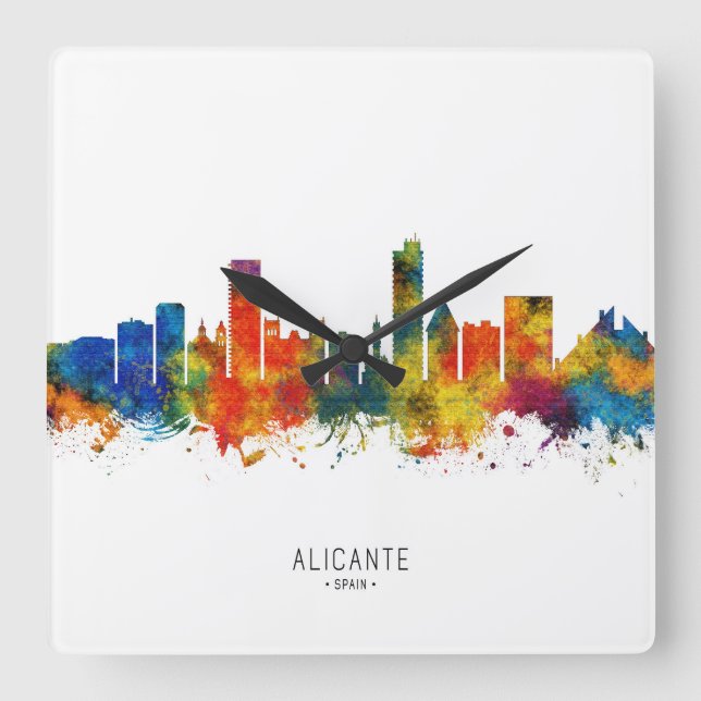 Alicante Spain Skyline Square Wall Clock (Front)