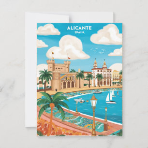 Alicante Spain Travel Postcard Art
