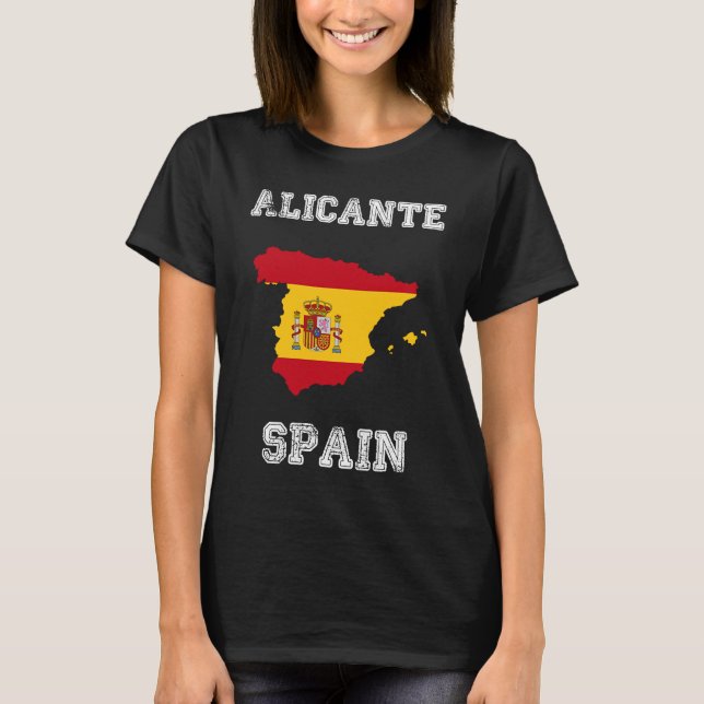 Alicante Spain Vintage Spain Flag Map T-Shirt (Front)