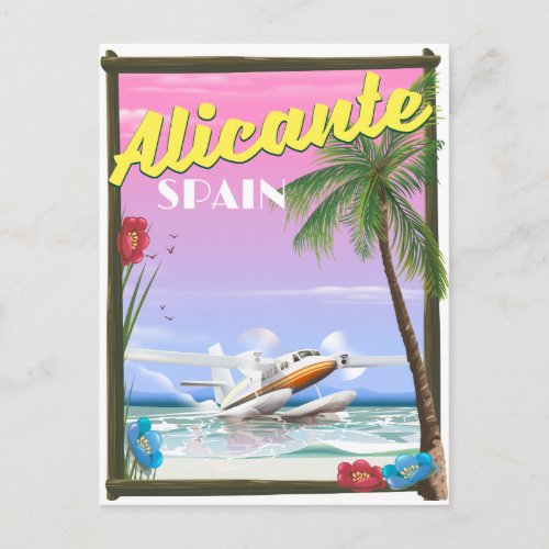 Alicante Spain vintage style travel poster Postcard