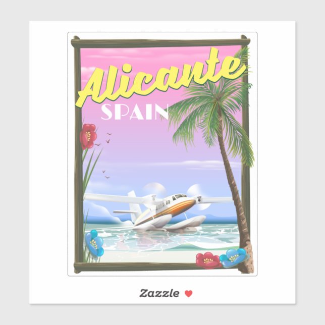 Alicante Spain vintage style travel poster Sticker (Sheet)